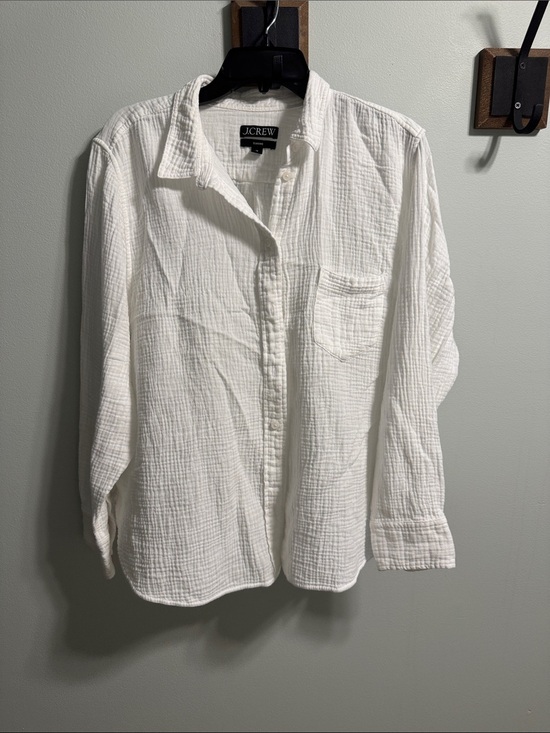 J. Crew Tops - J. Crew White Textured Cotton Button-Down Shirt 18